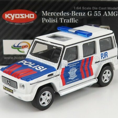 KYOSHO 1/64 MERCEDES BENZ | G-CLASS G55 AMG POLISI TRAFFIC 2018 | WHITE RED BLUE