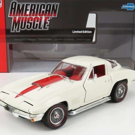 AUTOWORLD 1/18 CHEVROLET | CORVETTE 427 COUPE 1967 | WHITE RED