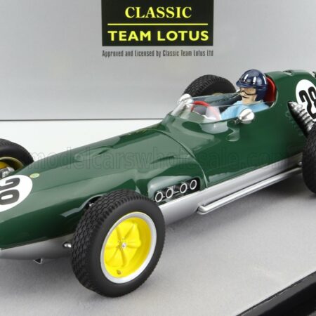 TECNOMODEL 1/18 LOTUS | F1  16 N 28 BRITISH GP AINTREE (with pilot figure) 1959 GRAHAM HILL | BRITISH RACING GREEN SILVER