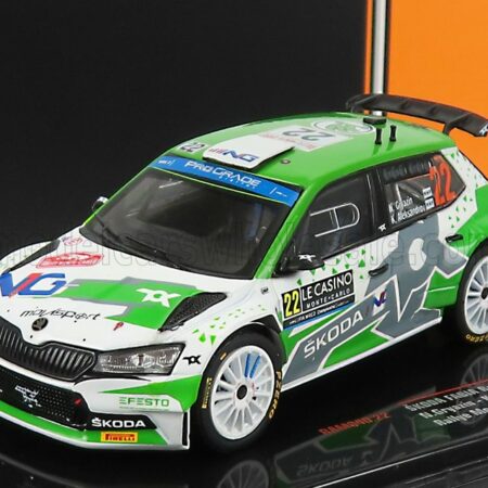 IXO-MODELS 1/43 SKODA | FABIA RALLY2 EVO N 22 RALLY MONTECARLO 2022 N.GRYAZIN - K.ALEEKSANDROV | GREEN WHITE GREY