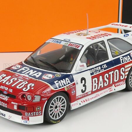 IXO-MODELS 1/24 FORD ENGLAND | ESCORT RS COSWORTH BASTOS N 3 RALLY YPRES 1995 P.SNIJERS - D.COLEBUNDERS | RED WHITE BLUE