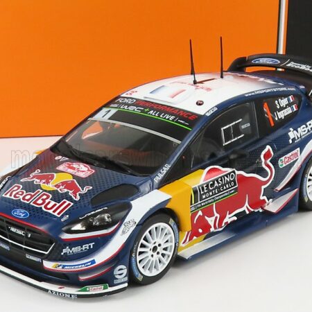 IXO-MODELS 1/24 FORD ENGLAND | FIESTA WRC RED BULL N 1 WINNER RALLY MONTECARLO 2018 S.OGIER - J.INGRASSIA | BLUE YELLOW RED