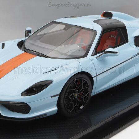 TECNOMODEL 1/18 TOURING | SUPERLEGGERA ARESE RH95 (CHASSIS AND ENGINE F-12) 2021 | LIGHT BLUE ORANGE - GULF COLOURS