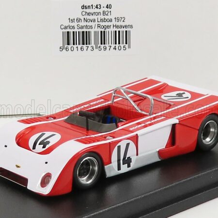 TROFEU 1/43 CHEVRON | B21 N 14 WINNER 6h NOVA LISBOA 1972 C.SANTOS - R.HEAVENS | RED WHITE