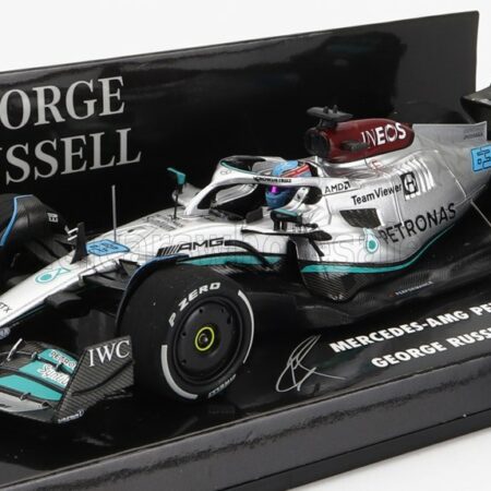 MINICHAMPS 1/43 MERCEDES GP | F1 W13E TEAM MERCEDES-AMG PETRONAS F1 N 63 3rd FRANCE GP 2022 GEORGE RUSSEL | SILVER GREEN