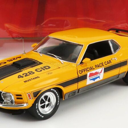 HIGHWAY61 1/18 FORD USA | MUSTANG MACH-1 428 CID COUPE 1970 OFFICIAL PACE CAR MICHIGAN SPEEDWAY INTERNATIONAL | ORANGE BLACK