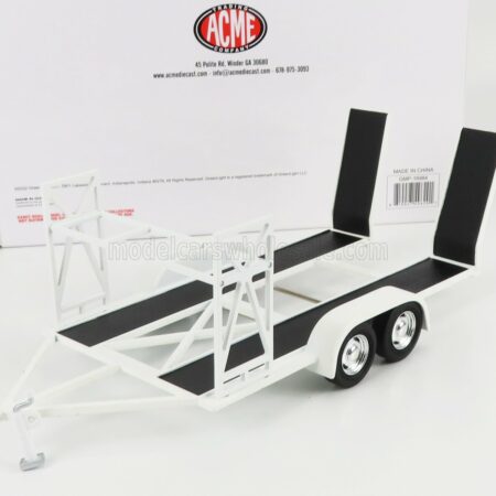 ACME-MODELS 1/18 ACCESSORIES | CARRELLO TRASPORTO AUTO 2-ASSI - CAR TRANSPORTER TRAILER - CAR NOT INCLUDED | WHITE BLACK