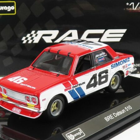 BURAGO 1/43 DATSUN | 510 BRE N 46 RACING 1972 | WHITE BLUE RED