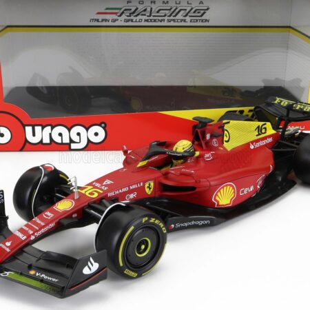 BURAGO 1/18 FERRARI | F1-75 SCUDERIA FERRARI N 16 2nd MONZA GP ITALY (POLE POSITION) 2022 CHARLES LECLERC - YELLOW WHEELS - FULL EXCLUSIVE CARMODEL | RED YELLOW