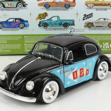 JADA 1/24 VOLKSWAGEN | BEETLE MAGGIOLINO 1959 - I LOVE THE 50's | BLACK LIGHT BLUE