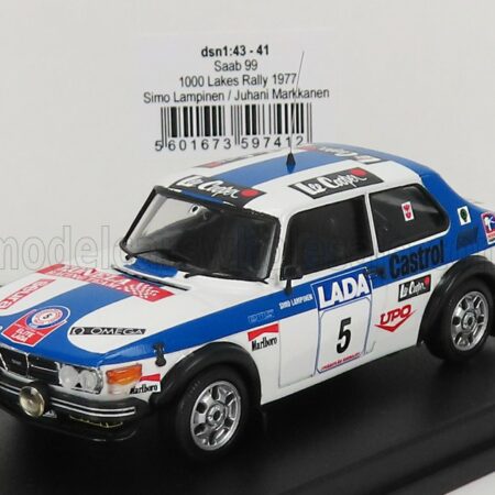 TROFEU 1/43 SAAB | 99 N 5 RALLY 1000 LAKES 1977 S.LAMPINEN - J.MARKKANEN | WHITE BLUE