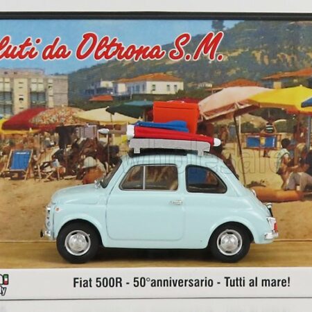 BRUMM PROM 1/43 FIAT | 500R 1972 - TUTTI AL MARE - SALUTI DA OLTRONA S.M. - 50th ANNIVERSARIO 1972 -2022 | VERY LIGHT BLUE