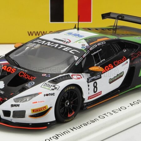 SPARK-MODEL 1/43 LAMBORGHINI | HURACAN GT3 EVO TEAM AGS EVENTS N 8 24h SPA 2022 N.GOMAR - R.DEL SARTE - L.CABIROU - M.PARISY | WHITE GREEN BLACK