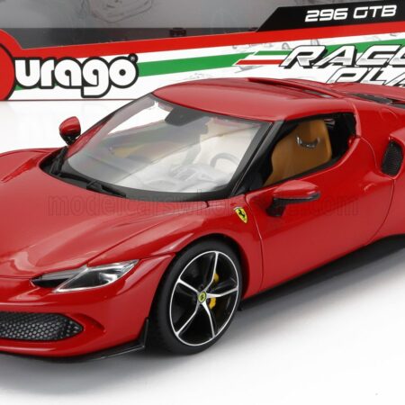 BURAGO 1/18 FERRARI | 296 GTB HYBRID 830HP V6 2021 - EXCLUSIVE CARMODEL | ROSSO CORSA - RED