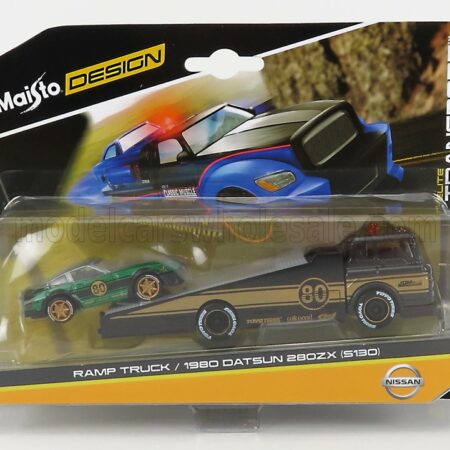 MAISTO 1/64 DATSUN | 280ZX N 80 1980 WITH RAMP TRUCK | GOLD BLACK GREEN