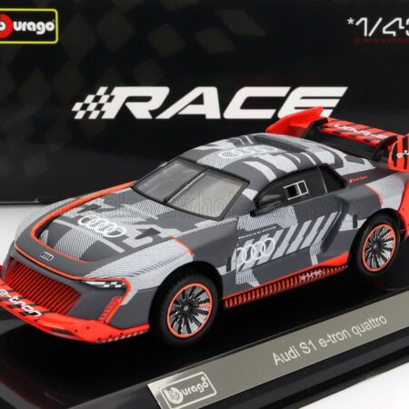 BURAGO 1/43 AUDI | S1 E-TRON QUATTRO N 0 PRESENTATION 2023 - CON VETRINA - WITH SHOWCASE | SILVER RED BLACK