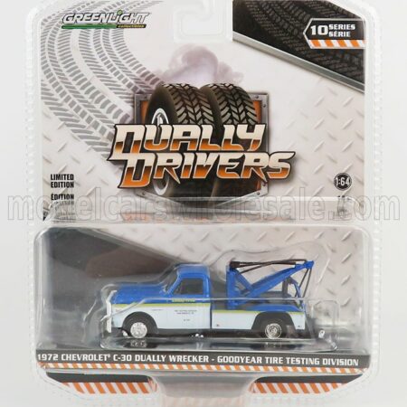 GREENLIGHT 1/64 CHEVROLET | C-30 TRUCK CARRO ATTREZZI - WRECKER ROAD SERVICE GOODYEAR 1972 | WHITE BLUE