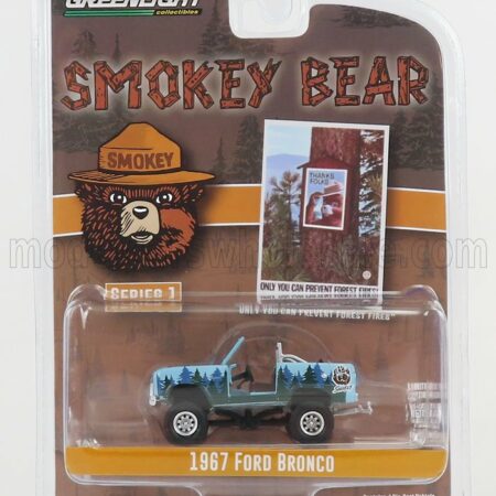 GREENLIGHT 1/64 FORD USA | BRONCO 1967 - SMOKEY BEAR | LIGHT BLUE GREEN