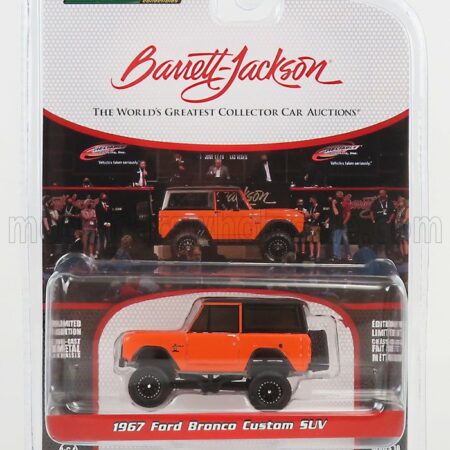 GREENLIGHT 1/64 FORD USA | BRONCO CUSTOM SUV 1967 - BARRETT JACKSON | ORANGE BLACK