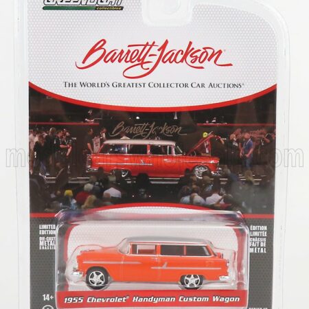 GREENLIGHT 1/64 CHEVROLET | HANDYMAN CUSTOM SW STATION WAGON 1955 - BARRETT JACKSON | ORANGE SILVER