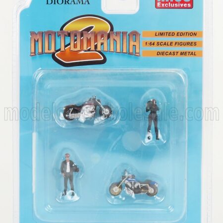 AMERICAN DIORAMA 1/64 FIGURES | SET MOTOMANIA - MOTORCYCLE | BLACK