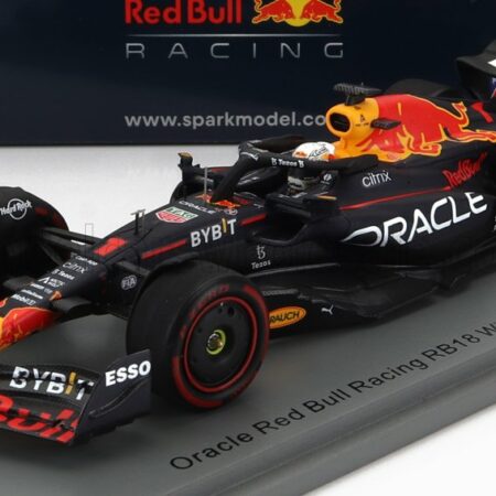 SPARK-MODEL 1/43 RED BULL | F1  RB18 TEAM ORACLE RED BULL RACING N 1 WINNER MONZA ITALY GP WORLD CHAMPION 2022 MAX VERSTAPPEN | MATT BLUE YELLOW RED