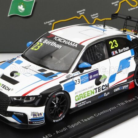 SPARK-MODEL 1/43 AUDI | A3 RS3 LMS TEAM AUDI SPORT N 23 7th RACE 2 WTCR MACAU GUIA 2018 N.BERTHON | WHITE BLACK