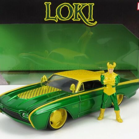 JADA 1/24 FORD USA | THUNDERBIRD WITH MARVEL LOKI 1963 | GREEN YELLOW