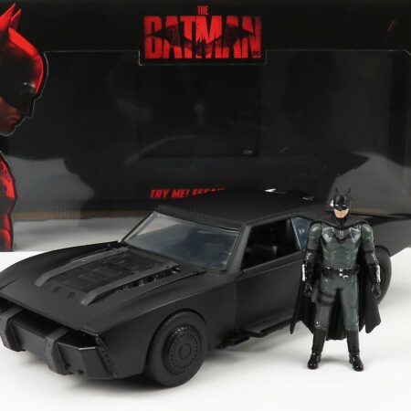 JADA 1/18 BATMAN | BATMOBILE WITH FIGURE 2022 - THE BATMAN MOVIE | MATT BLACK