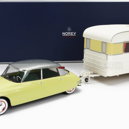 NOREV 1/18 CITROEN | DS19 WITH ROULOTTE 1960 | YELLOW WHITE