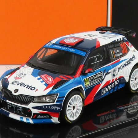 IXO-MODELS 1/43 SKODA | FABIA RALLY2 EVO N 30 RALLY MONTECARLO 2022 F.LOIX - P.TSJOEN | WHITE 2 TONE BLUE