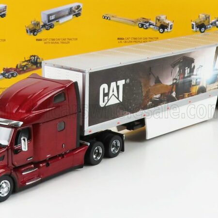 DM-MODELS 1/50 PETERBILT | 579 TRUCK WITH CAT MURAL TRAILER 2011 | RED MET SILVER