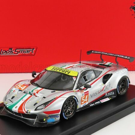 LOOKSMART 1/43 FERRARI | 488 GTE EVO 3.9L TURBO V8 TEAM AF CORSE N 54 24h LE MANS 2021 F.CASTELLACCI - G.FISICHELLA - T.FLOHR | MATT SILVER RED