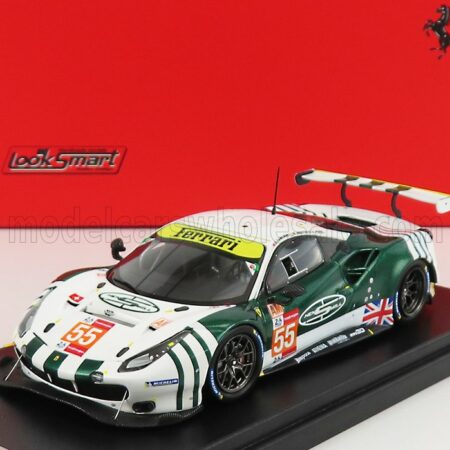 LOOKSMART 1/43 FERRARI | 488 GTE EVO 3.9L TURBO V8 TEAM SPIRIT OF RACE N 55 24h LE MANS 2021 D.CAMERON - M.GRIFFIN - D.PEREL | WHITE GREEN