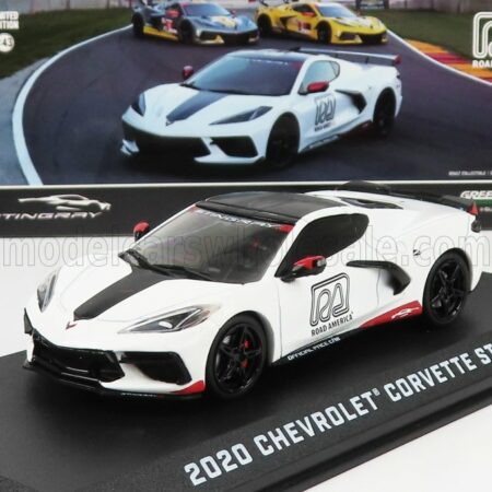 GREENLIGHT 1/43 CHEVROLET | CORVETTE C8 OFFICIAL PACE CAR ROAD AMERICA 2020 | WHITE