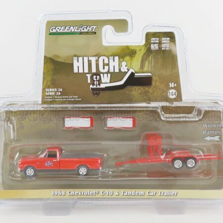 GREENLIGHT 1/64 CHEVROLET | C-10 PICK-UP WITH STP TRAILER 1968 | RED