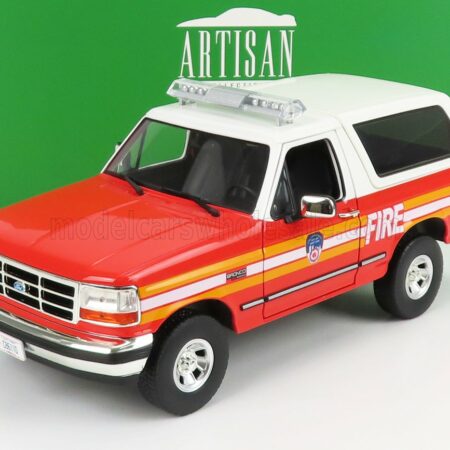 GREENLIGHT 1/18 FORD USA | BRONCO FDNY NEW YORK FIRE ENGINE 1996 | RED WHITE