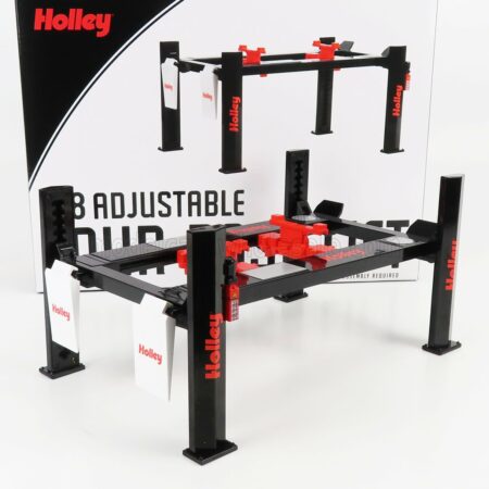 GREENLIGHT 1/18 ACCESSORIES | HOLLEY PERFORMANCE GARAGE SET OFFICINA - PONTE SOLLEVATORE AUTO - FOUR POST LIFT | BLACK RED WHITE