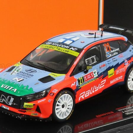 IXO-MODELS 1/43 HYUNDAI | i20 N RALLY2 TEAM HYUNDAI MOTORSPORT N 21 WINNER WRC2 RALLY YPRES 2021 J.HUTTUNEN - M.LUKKA | LIGHT BLUE RED GREEN