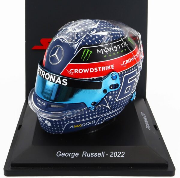 SPARK-MODEL 1/5 BELL HELMET | F1  CASCO HELMET MERCEDES GP W13E TEAM MERCEDES-AMG PETRONAS F1 N 63 JAPAN GP 2022 GEORGE RUSSEL | BLUE RED