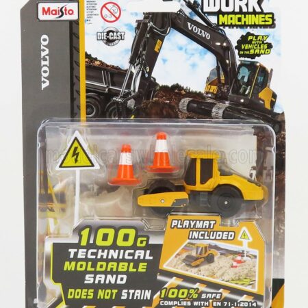 MAISTO 1/64 VOLVO | RULLO VIBRANTE MONOTAMBURO - SCHIACCIASASSI - STONE CRUSHER ROLL WITH ACCESSORIES 2010 | YELLOW BLACK