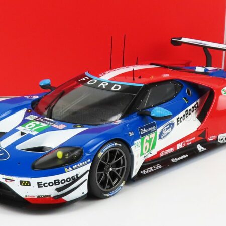 IXO-MODELS 1/18 FORD USA | GT 3.5L TURBO V6 TEAM FORD CHIP GANASSI UK N 67 LMGTE PRO 2nd 24h LE MANS 2017 H.TINCKNELL - A.PRIAULX - P.DERANI | RED BLUE WHITE