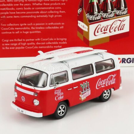 CORGI 1/43 VOLKSWAGEN | T1 MINIBUS COCA-COLA WITH SURFBOARD 1961 | WHITE RED