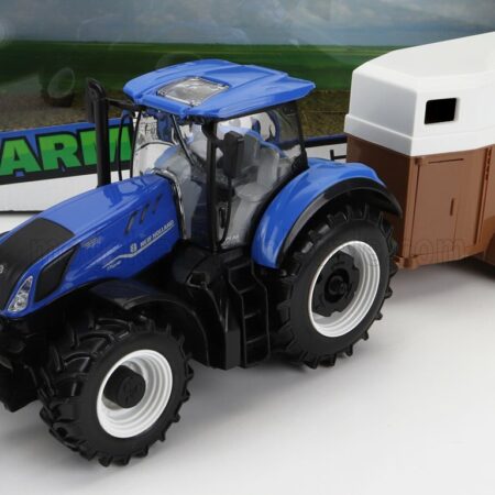 BURAGO 1/32 NEW HOLLAND | T7.315 TRACTOR WITH LIVESTOCK TRAILER 2018 | BLUE