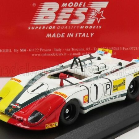 BEST-MODEL 1/43 PORSCHE | 908/02K FLUNDER N 1 1000km NURBURGRING 1970 G.LARROUSSE - H.MARKO | WHITE RED YELLOW