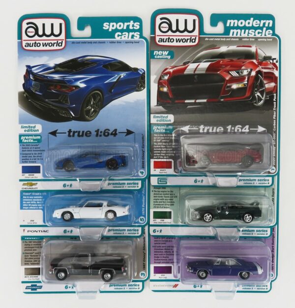 AUTOWORLD 1/64 PONTIAC | SET ASSORTMENT 6 VINTAGE MUSCLE CARS PIECES | VARIOUS