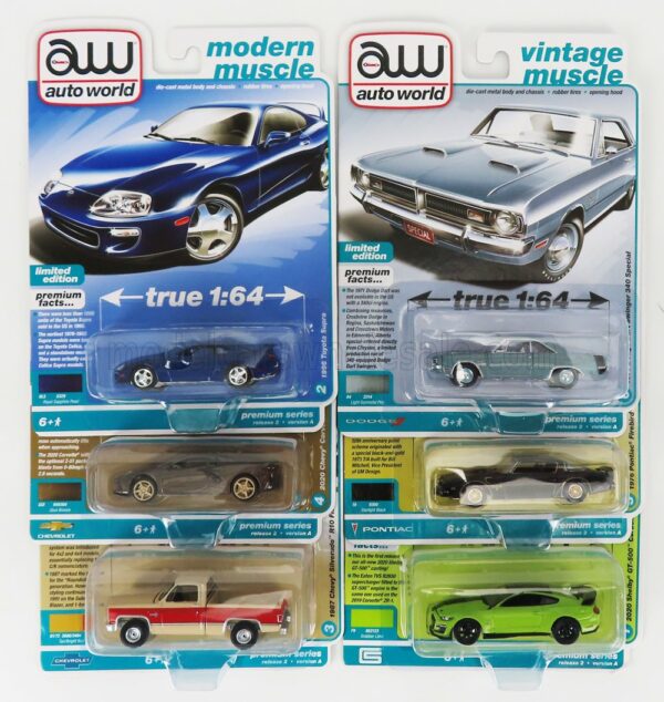 AUTOWORLD 1/64 CHEVROLET | SET ASSORTMENT 6 VINTAGE MUSCLE CARS PIECES | VARIOUS