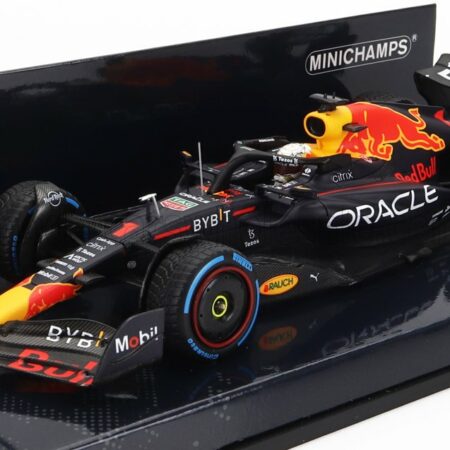 MINICHAMPS 1/43 RED BULL | F1  RB18 TEAM ORACLE RED BULL RACING N 1 3rd MONACO GP WITH RAIN TIRES WORLD CHAMPION 2022 MAX VERSTAPPEN | MATT BLUE YELLOW RED