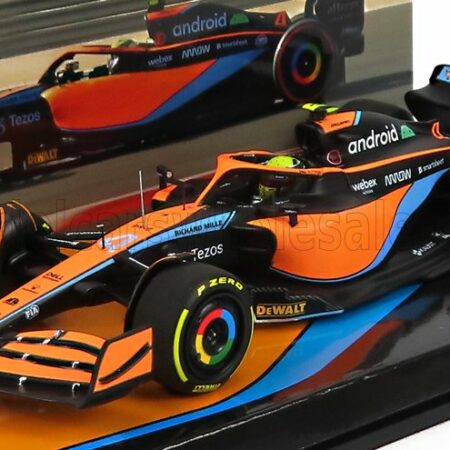 MINICHAMPS 1/43 McLAREN | F1  MCL36 MERCEDES TEAM MCLAREN N 4 BAHRAIN GP 2022 LANDO NORRIS | ORANGE LIGHT BLUE