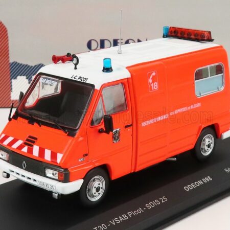 ODEON 1/43 RENAULT | MASTER T30 VAN VSAB PICOT SDIS 25 SAPEURS POMPIERS 1981 | ORANGE FLUO WHITE